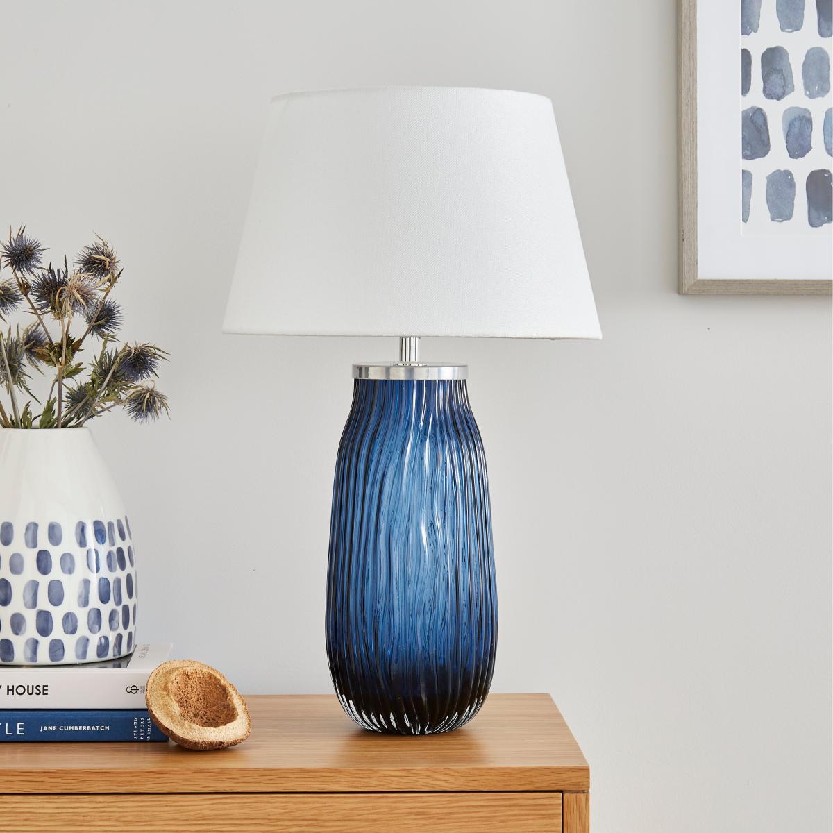 Ripple Glass Table Lamp Blue – image 2