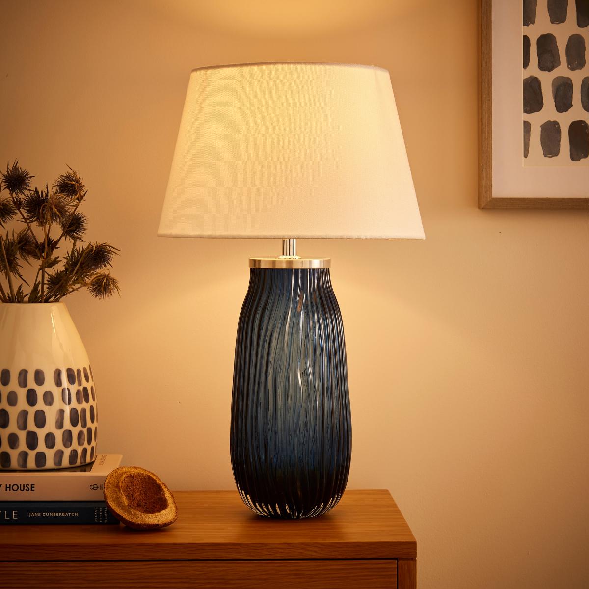 Ripple Glass Table Lamp Blue – image 3