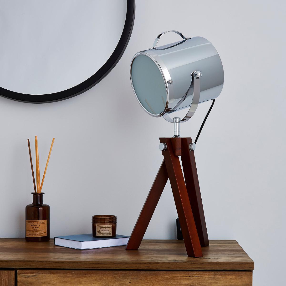 Carlton Camera Tripod Dark Wood Table Lamp Wood (Brown) – image 2