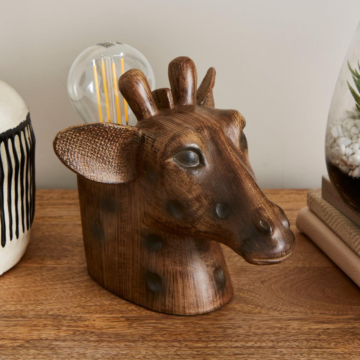 Giraffe Head Table Lamp Brown – image 2