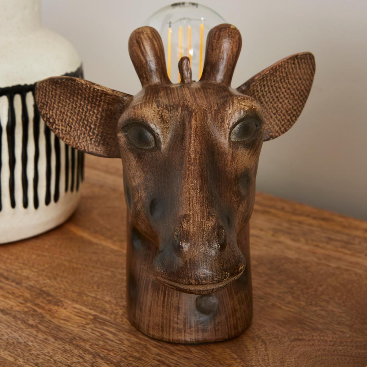 Giraffe Head Table Lamp Brown – image 3