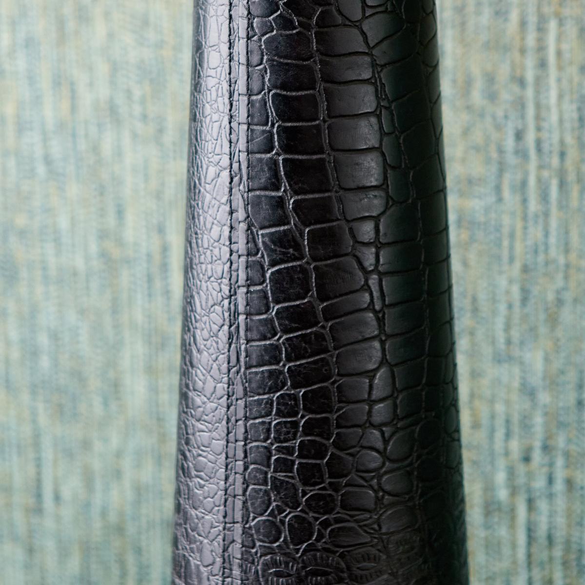 Laurence Croc Textured Leather Table Lamp with Henry 40cm Handloom Cylinder Shade Black – image 2