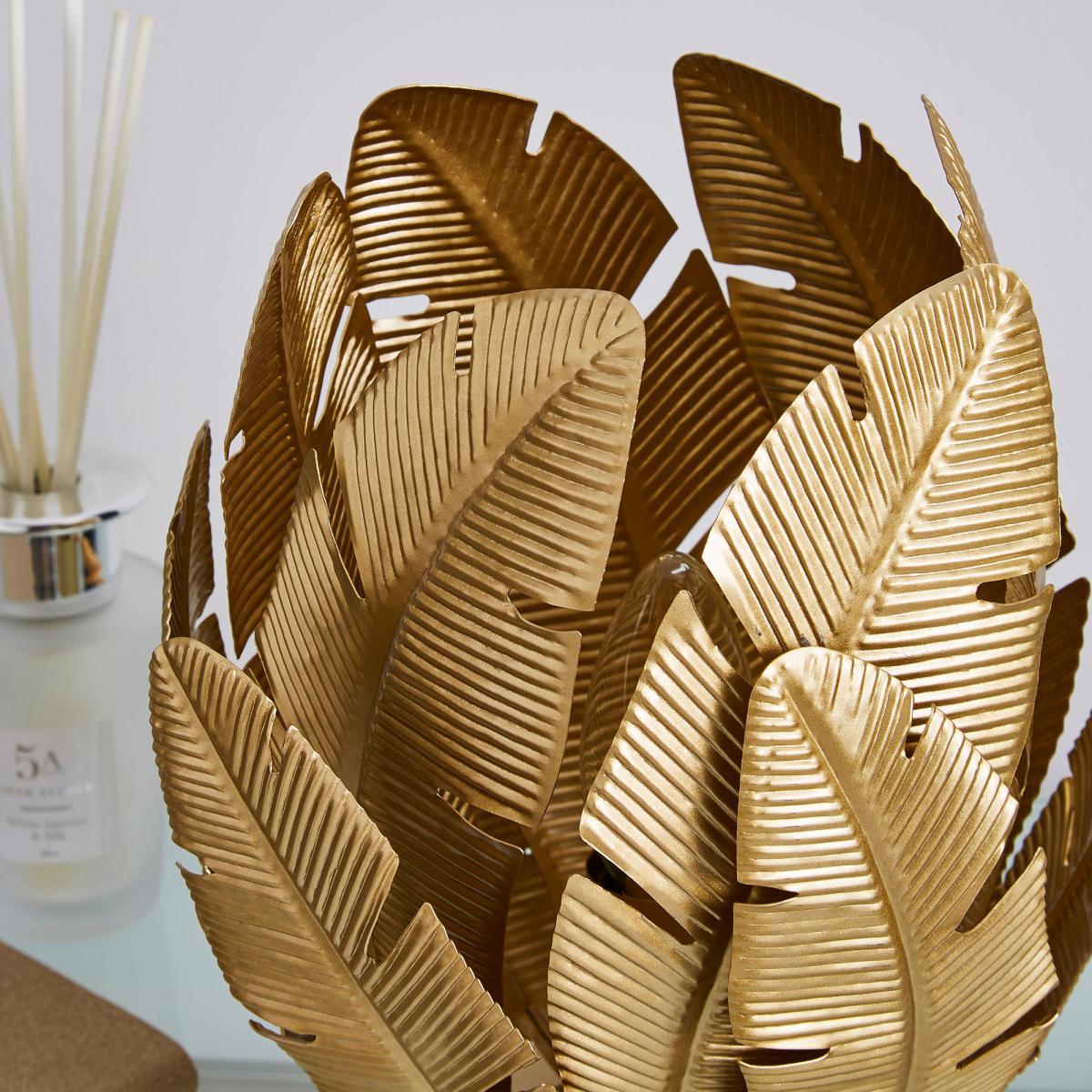 Farrah Palm Leaf Touch Table Lamp Gold Gold – image 3