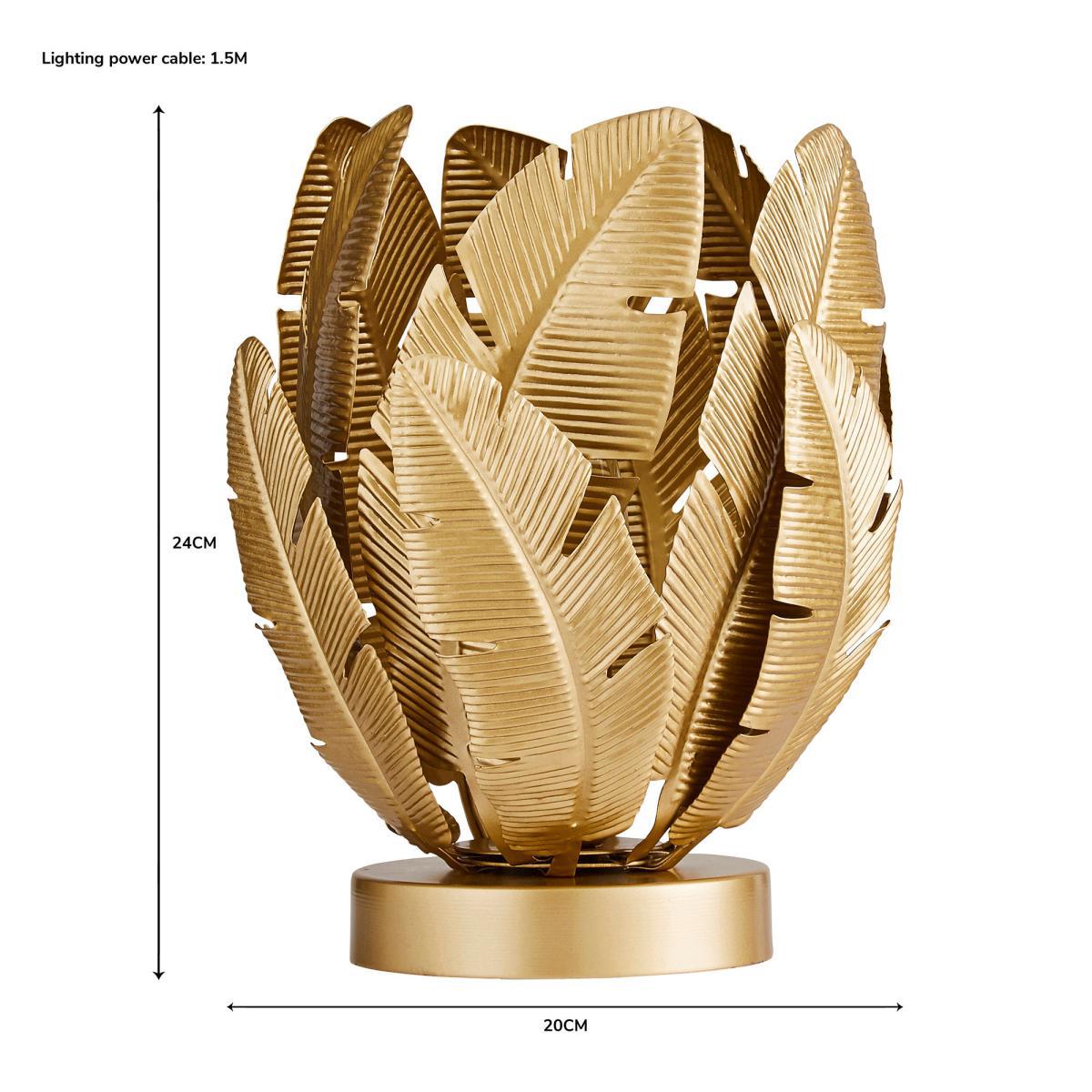 Farrah Palm Leaf Touch Table Lamp Gold Gold – image 6