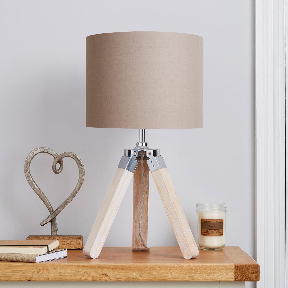 Trio Tripod Light Wood Table Lamp Brown – image 2