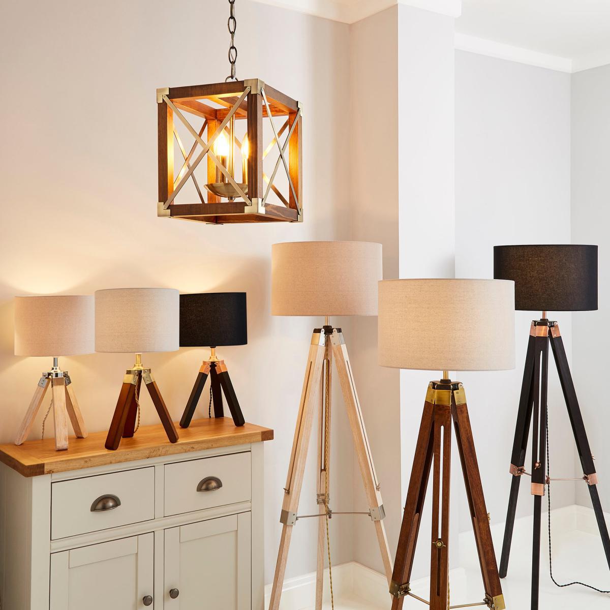 Trio Tripod Light Wood Table Lamp Brown – image 6