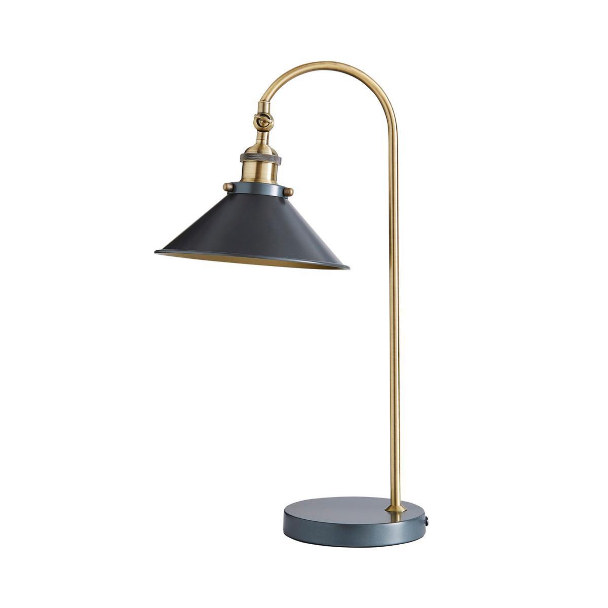 Logan Antique Brass Grey Industrial Table Lamp Brass and Black – image 5
