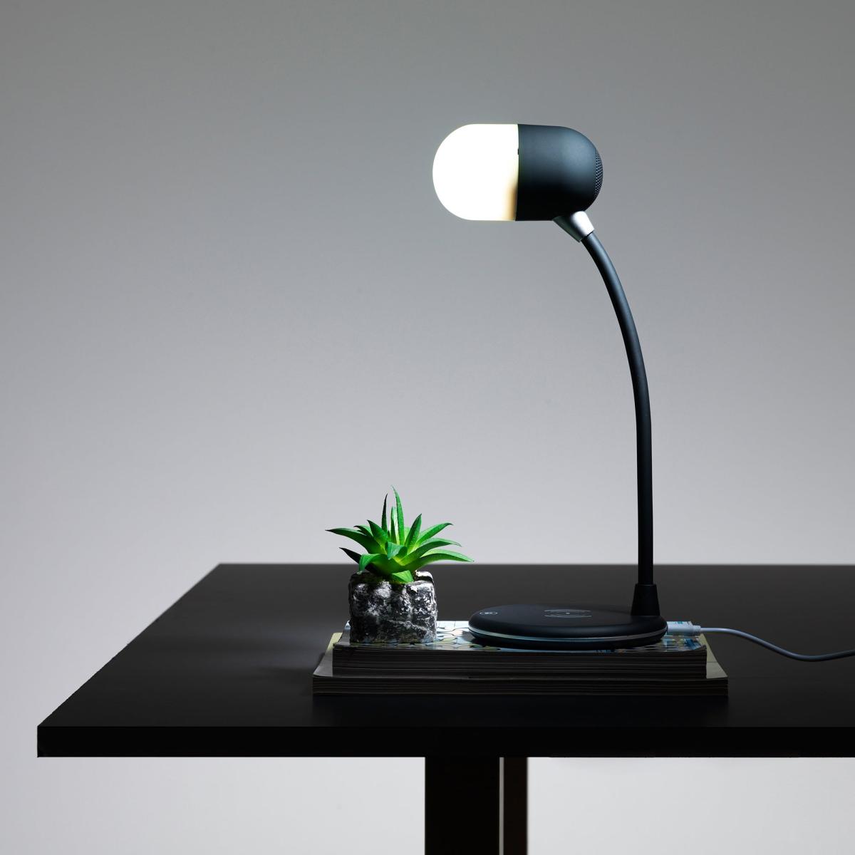 Intempo 3 in 1 LED Integrated Desk Lamp with Wireless Charger & Bluetooth Speaker Black – image 1