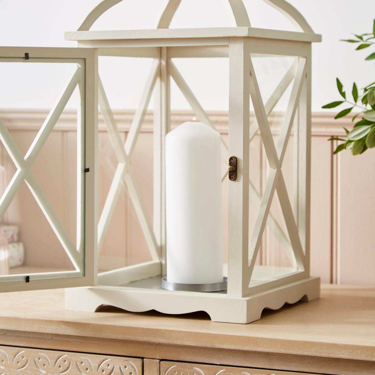 Wooden Lantern 50cm Grey – image 2