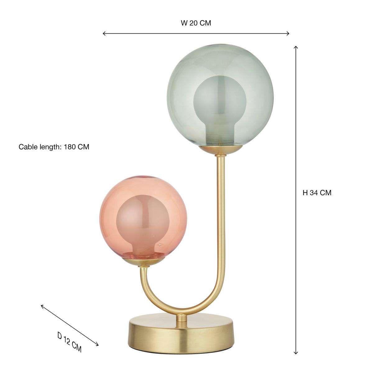 Eliza 2 Light Glass Table Lamp MultiColoured – image 6