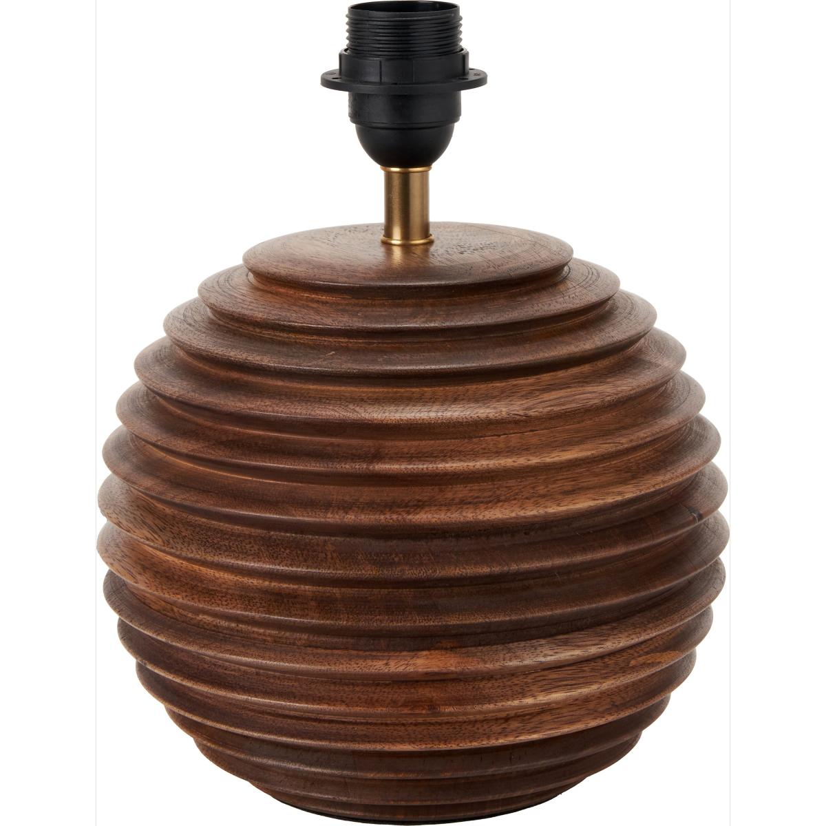 Pembury Turned Wood Table Lamp with 30cm Harry Cylinder Drum Shade Brown – image 2