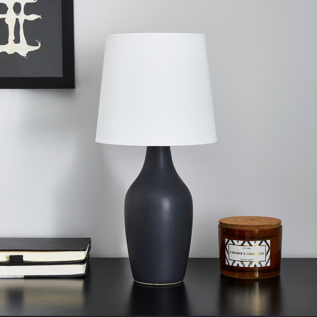 Ava Graphite and White Table Lamp White – image 2