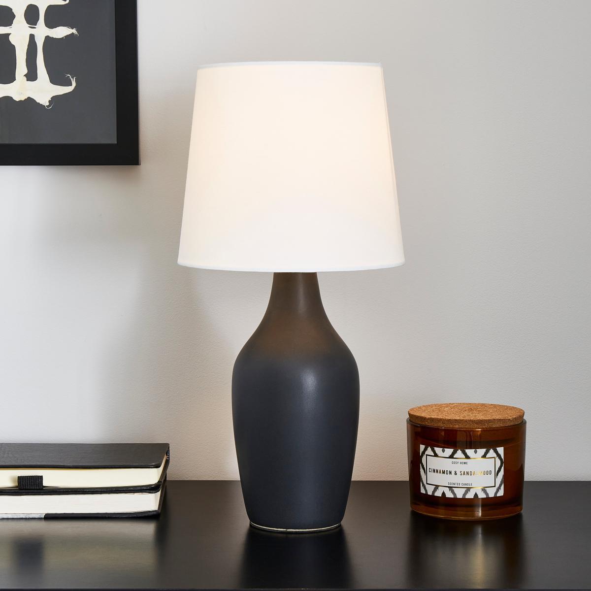 Ava Graphite and White Table Lamp White – image 1