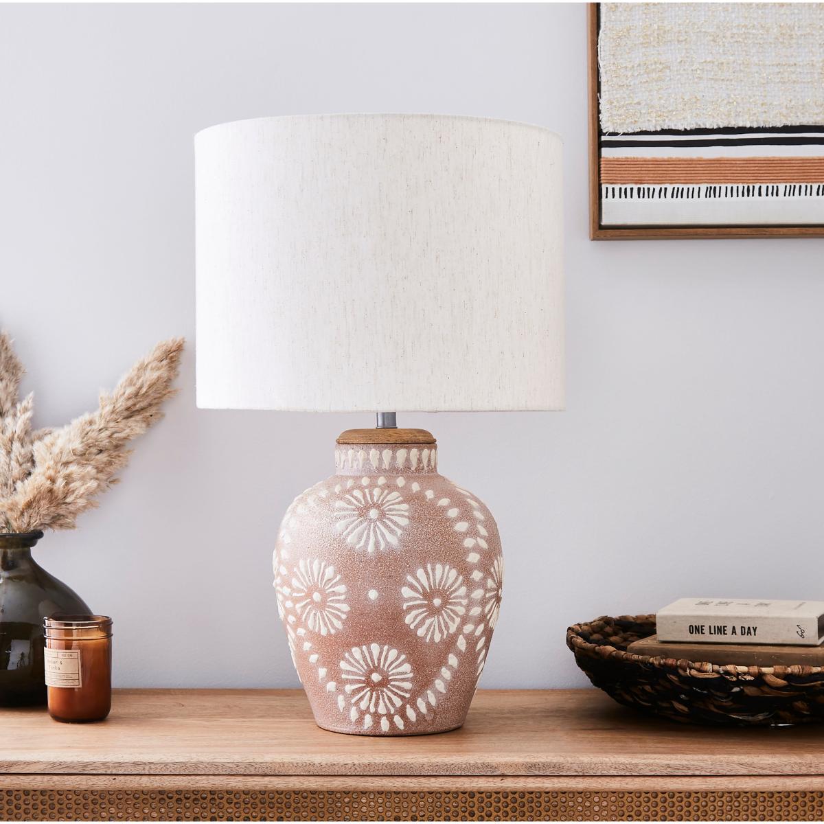 Traditional Terracotta Floral Table Lamp MultiColoured – image 4
