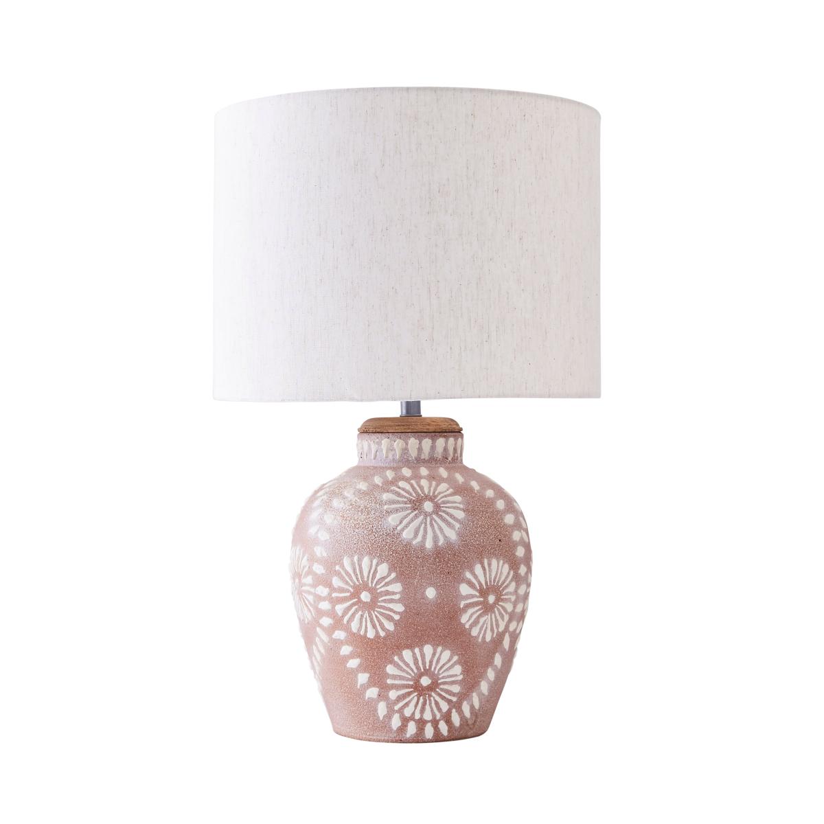Traditional Terracotta Floral Table Lamp MultiColoured – image 7