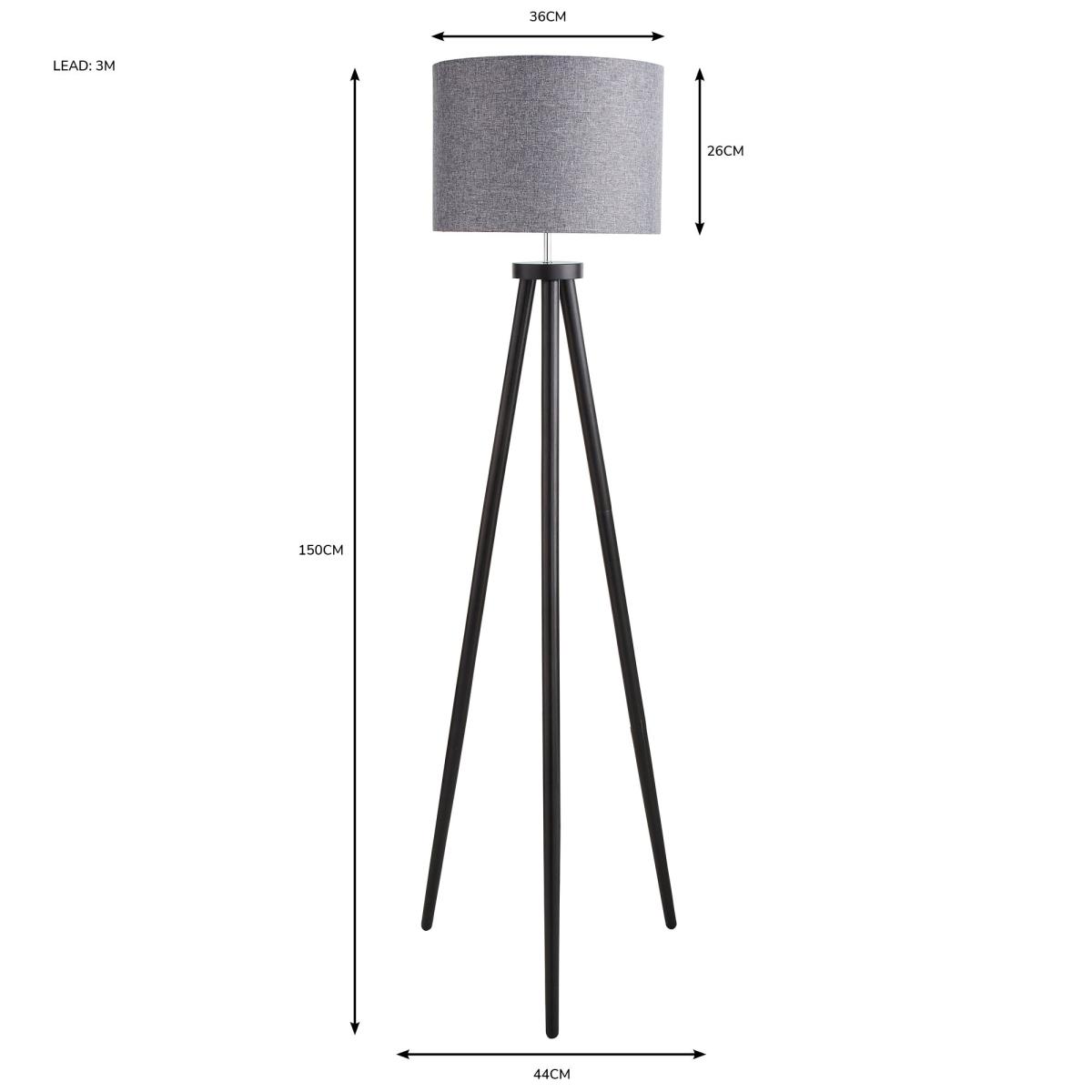 Jandia Wooden Tripod Floor Lamp Black – image 6