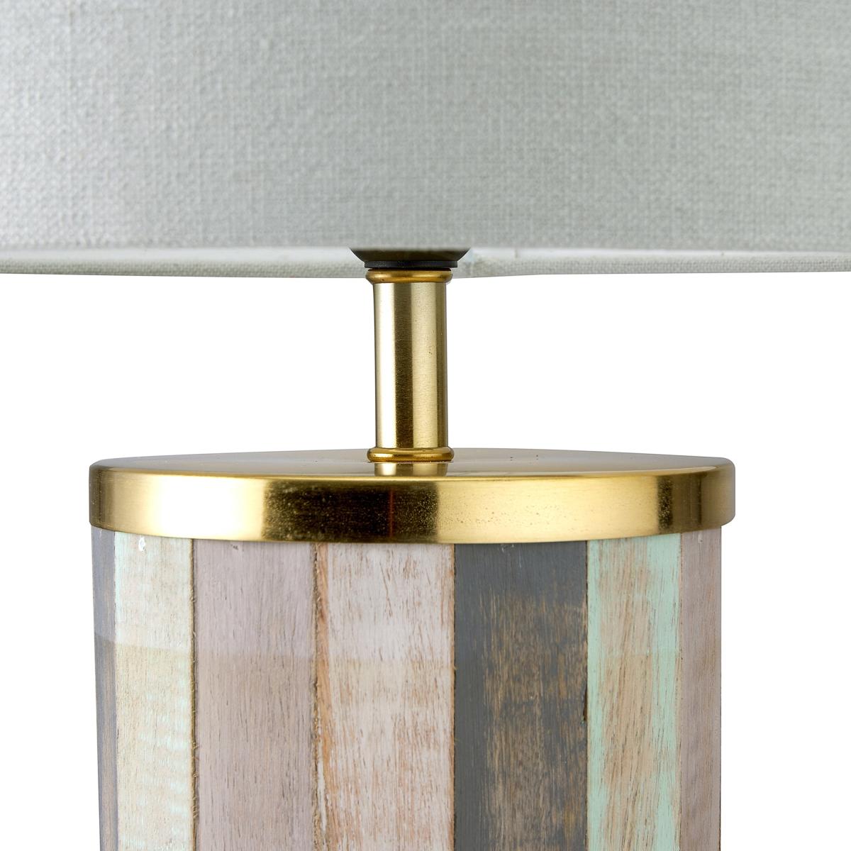 Kerala Distressed Sage Wood Table Lamp MultiColoured – image 3