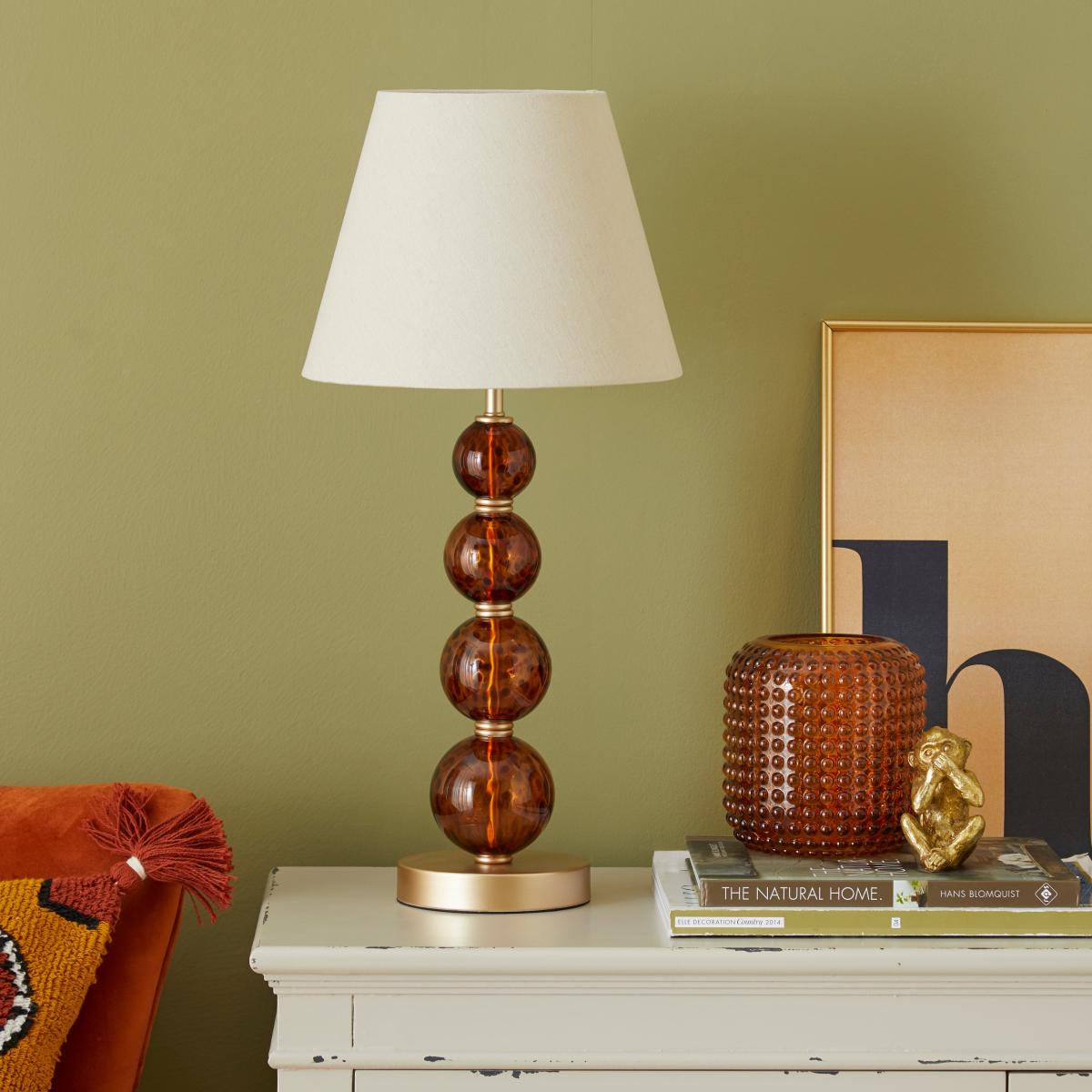 Lilo Tortoiseshell Glass Table Lamp Brown – image 2