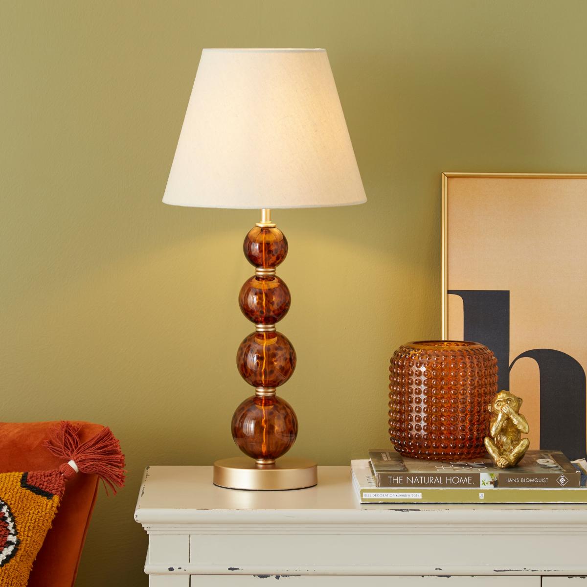 Lilo Tortoiseshell Glass Table Lamp Brown – image 1