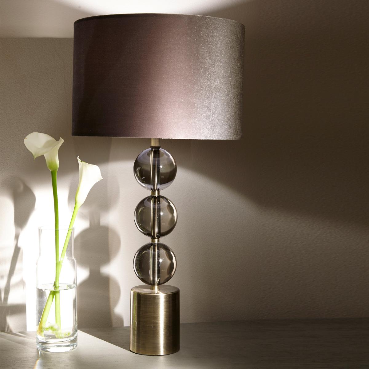 Harris Tall Glass Table Lamp Black – image 1