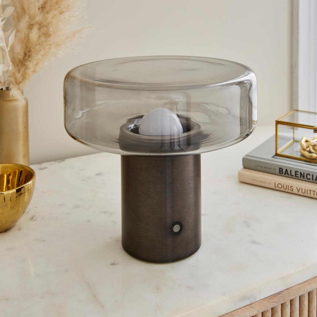 Dorien Glass Rechargable Table Lamp Gold – image 2