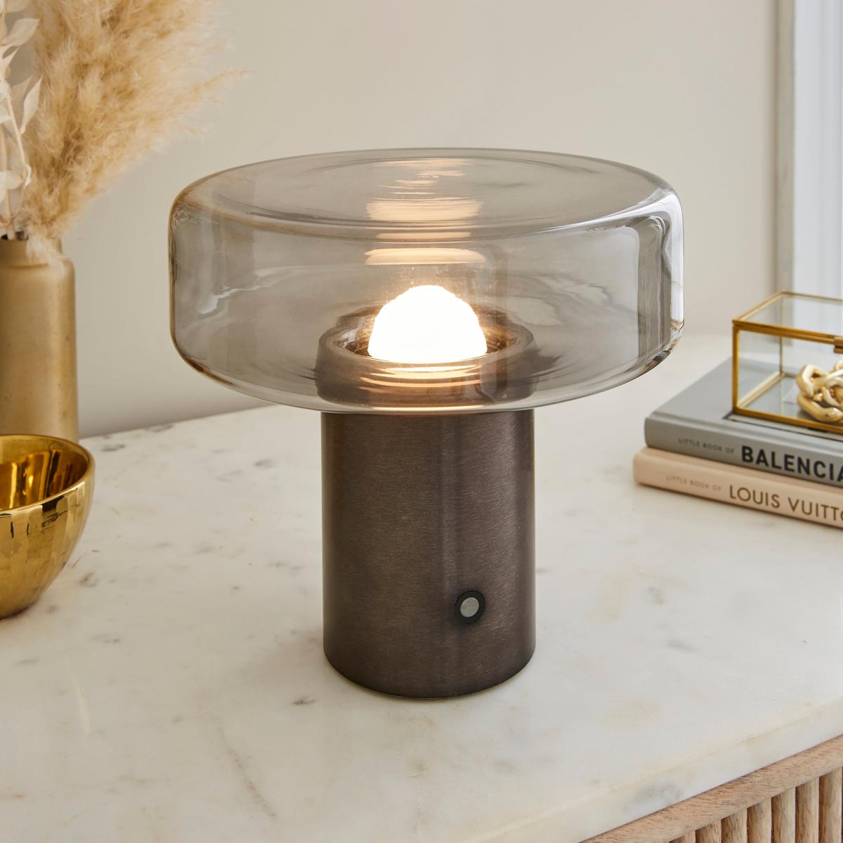 Dorien Glass Rechargable Table Lamp Gold – image 1