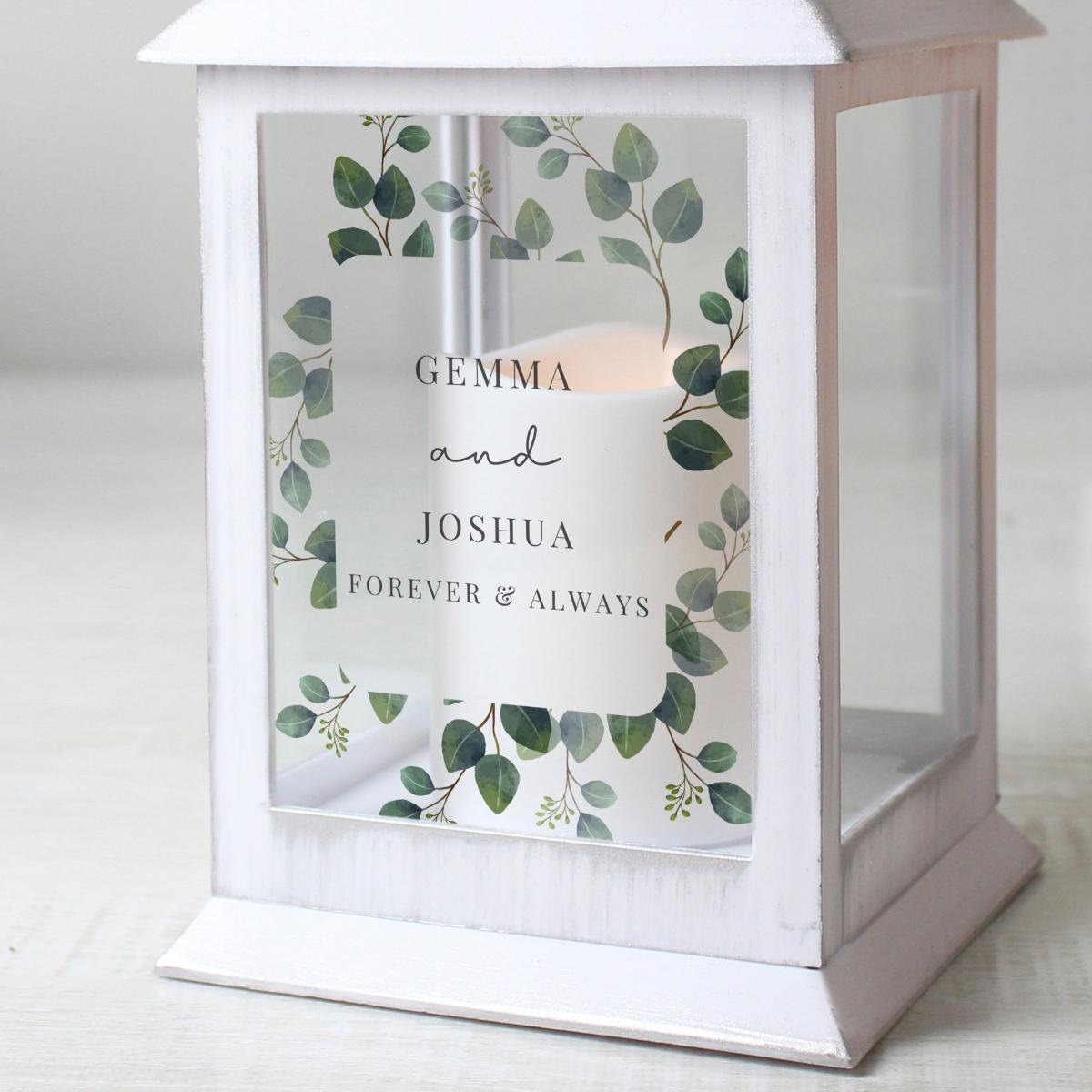 Personalised Botanical White Lantern White – image 3