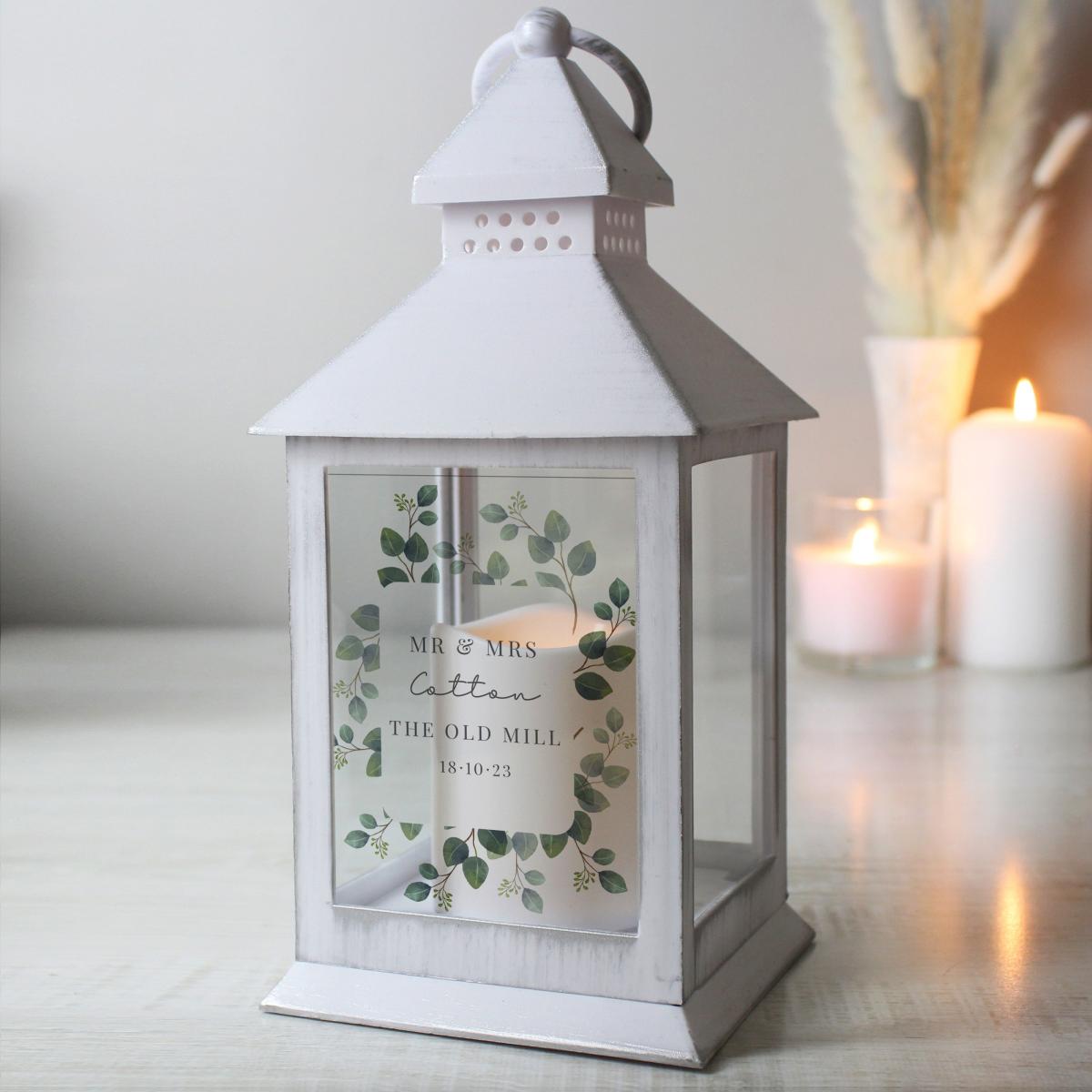Personalised Botanical White Lantern White – image 4