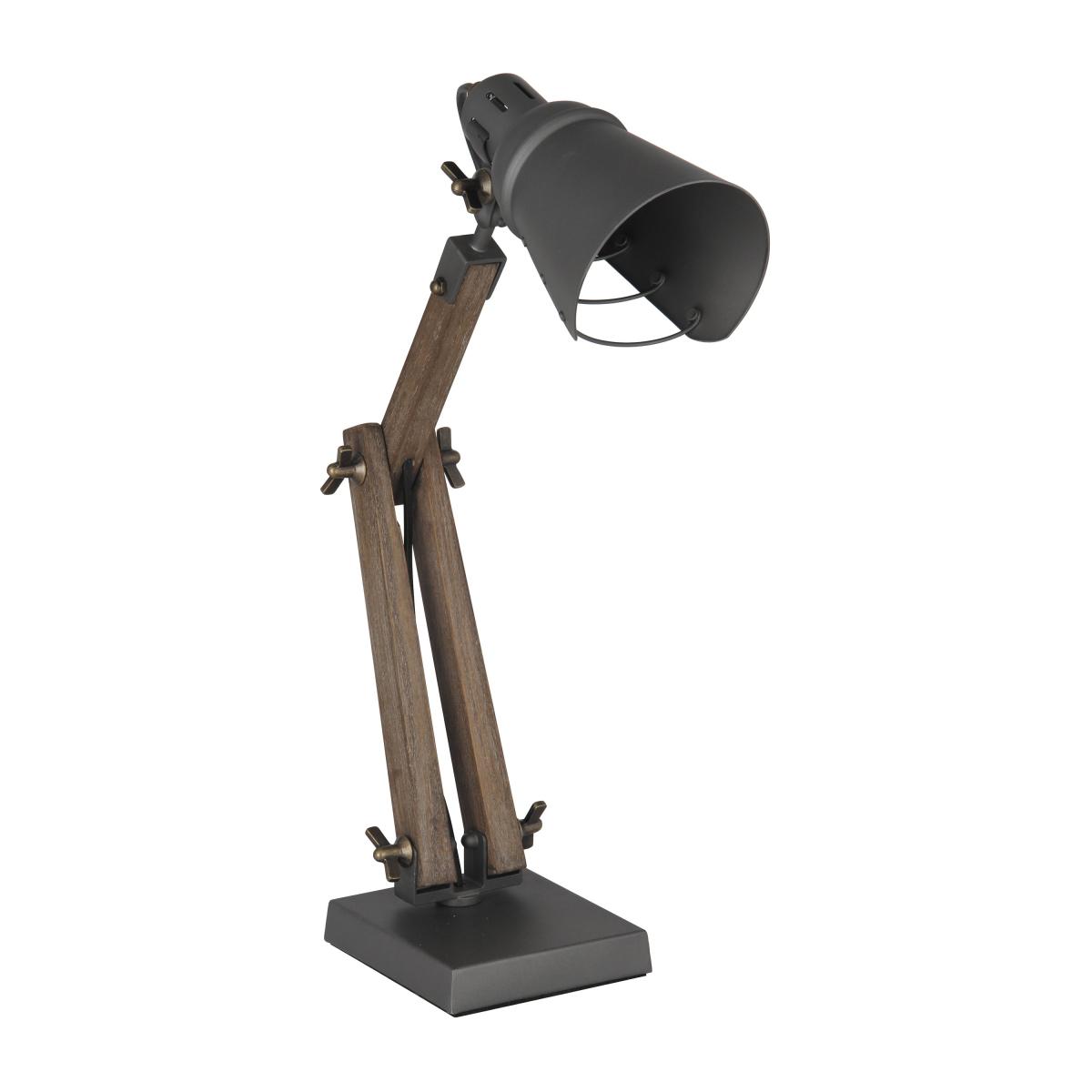 Lincoln Wood and Grey Metal Table Task Lamp Brown – image 2