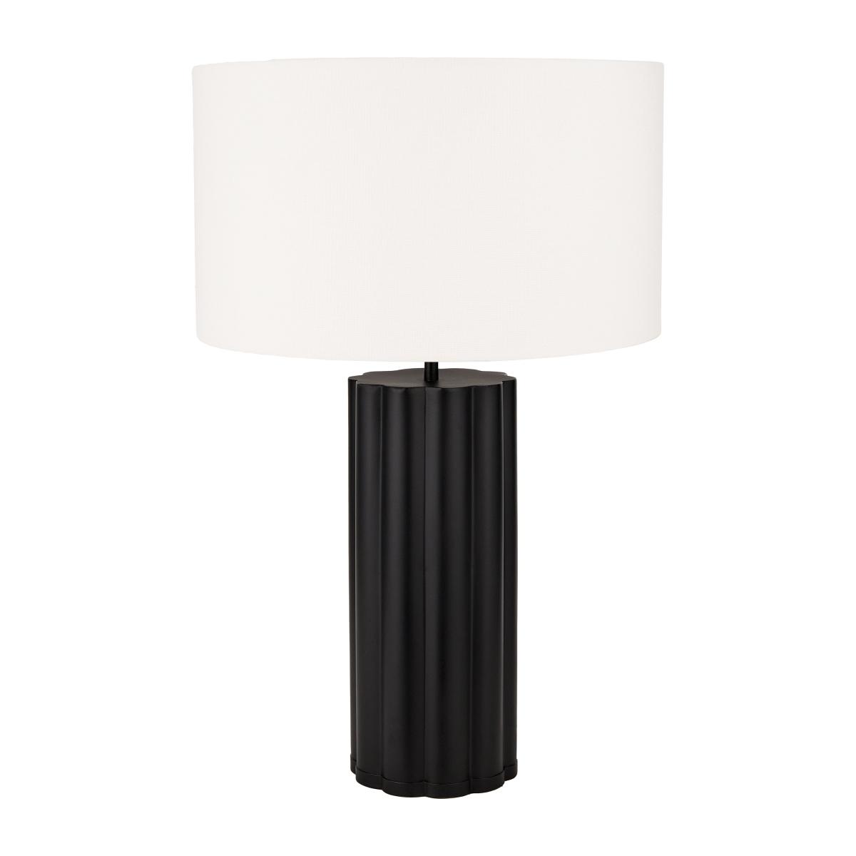 Petula Metal Scallop Table Lamp with Bloom Handloom Scalloped Cylinder Shade Black and White – image 2