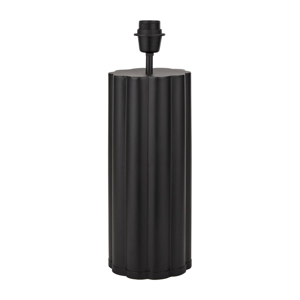 Petula Metal Scallop Table Lamp with Bloom Handloom Scalloped Cylinder Shade Black and White – image 3