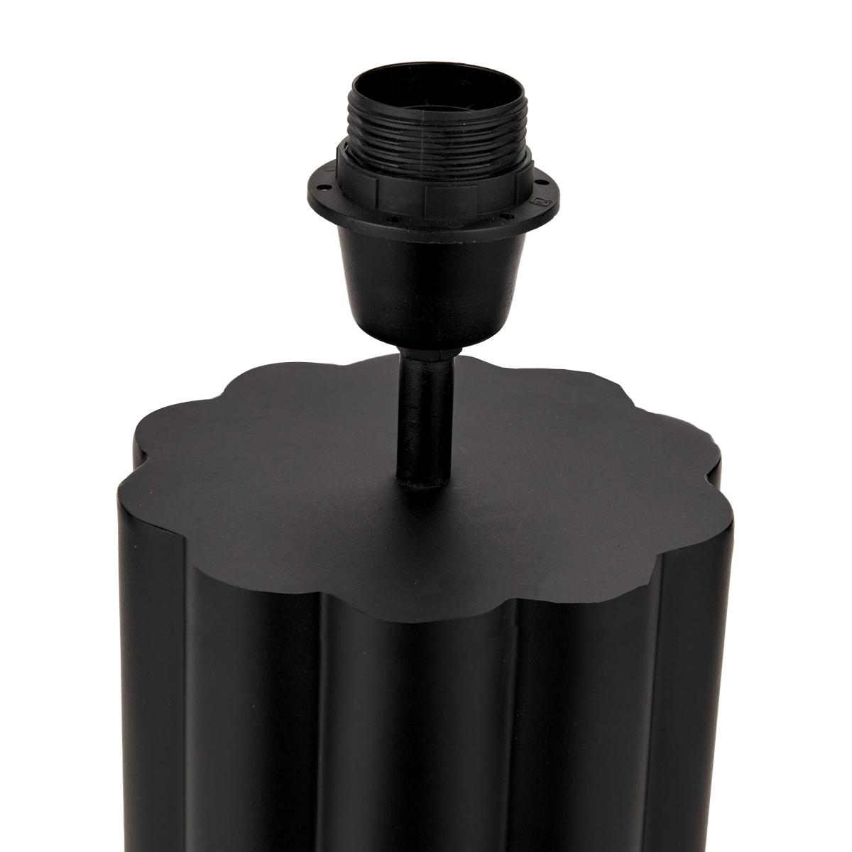 Petula Metal Scallop Table Lamp with Bloom Handloom Scalloped Cylinder Shade Black and White – image 4