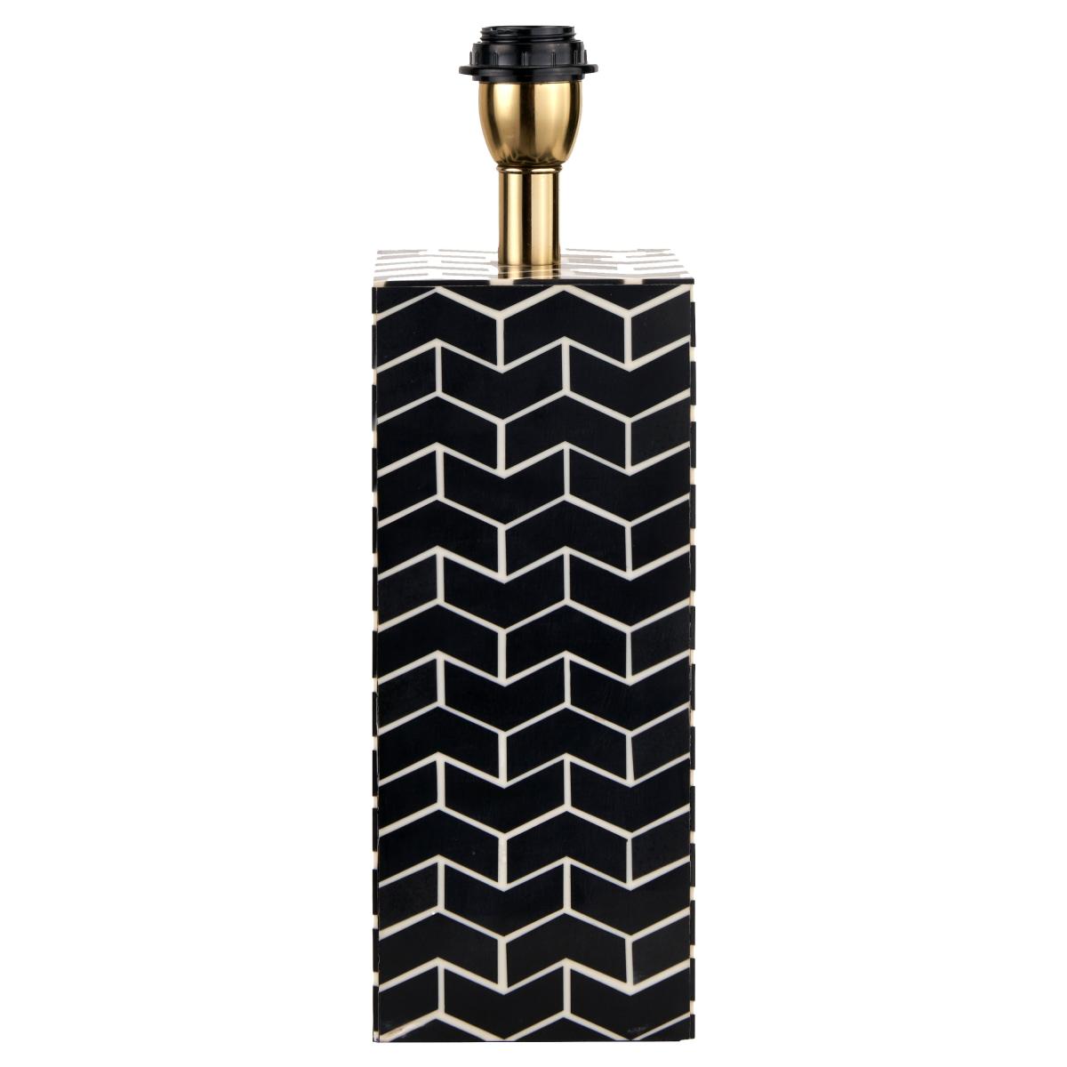 Elba Tessalated Square Table Lamp with 35cm Henry Handloom Cylinder Shade Black and white – image 2