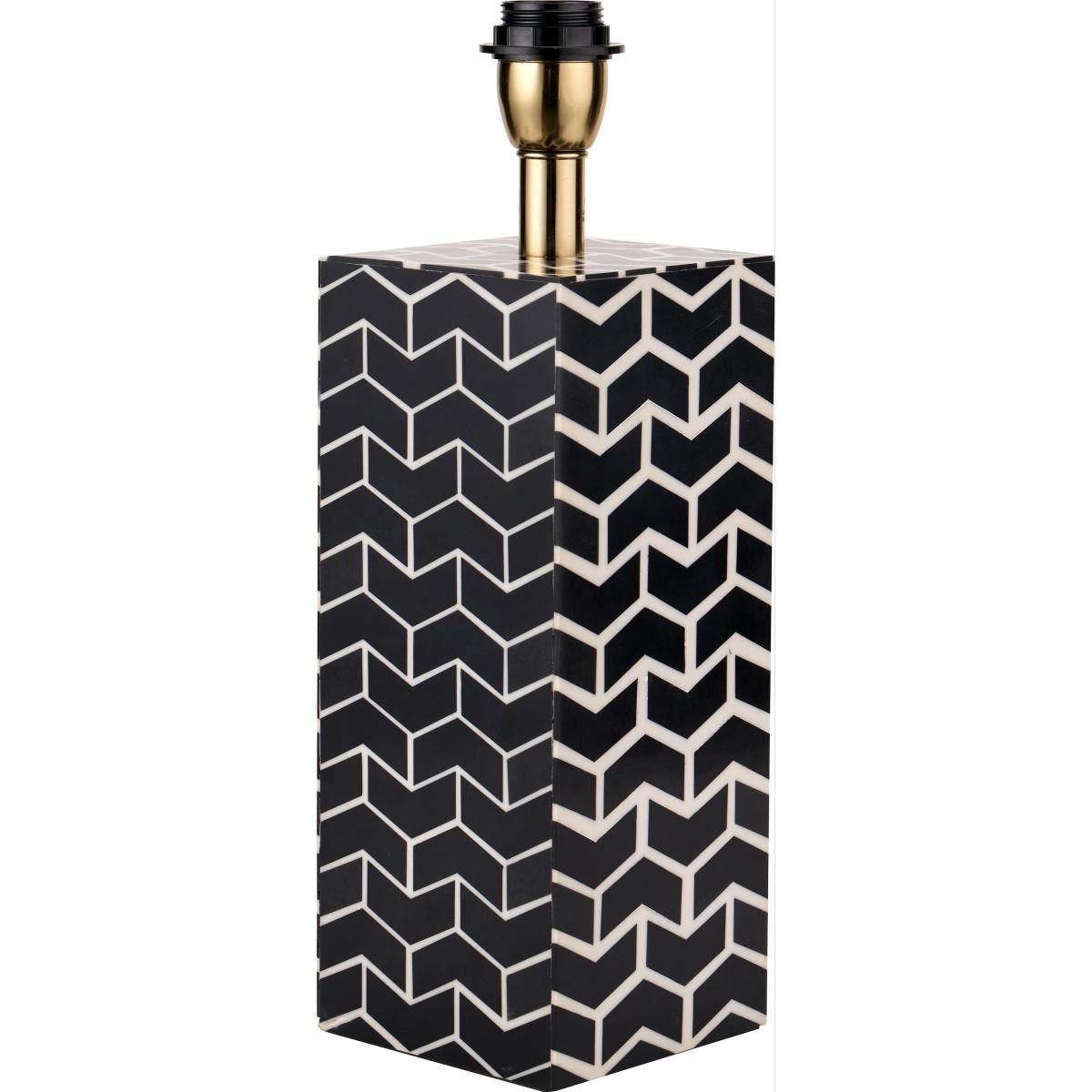 Elba Tessalated Square Table Lamp with 35cm Henry Handloom Cylinder Shade Black and white – image 3
