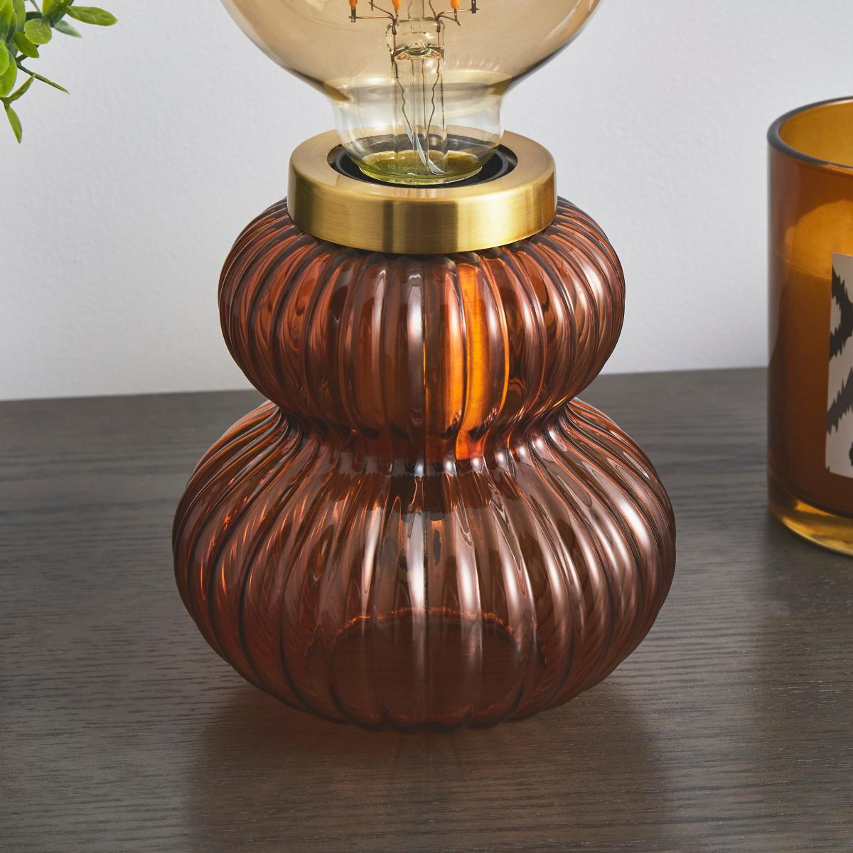 Nolan Ribbed Glass Table Lamp Base Orange – image 3