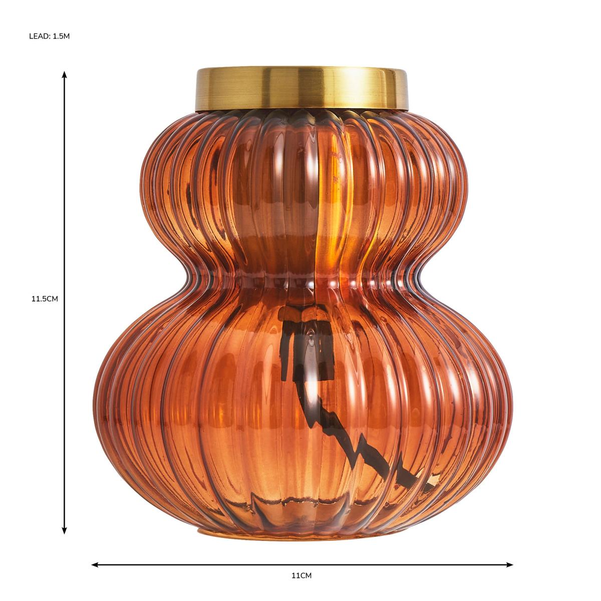 Nolan Ribbed Glass Table Lamp Base Orange – image 5