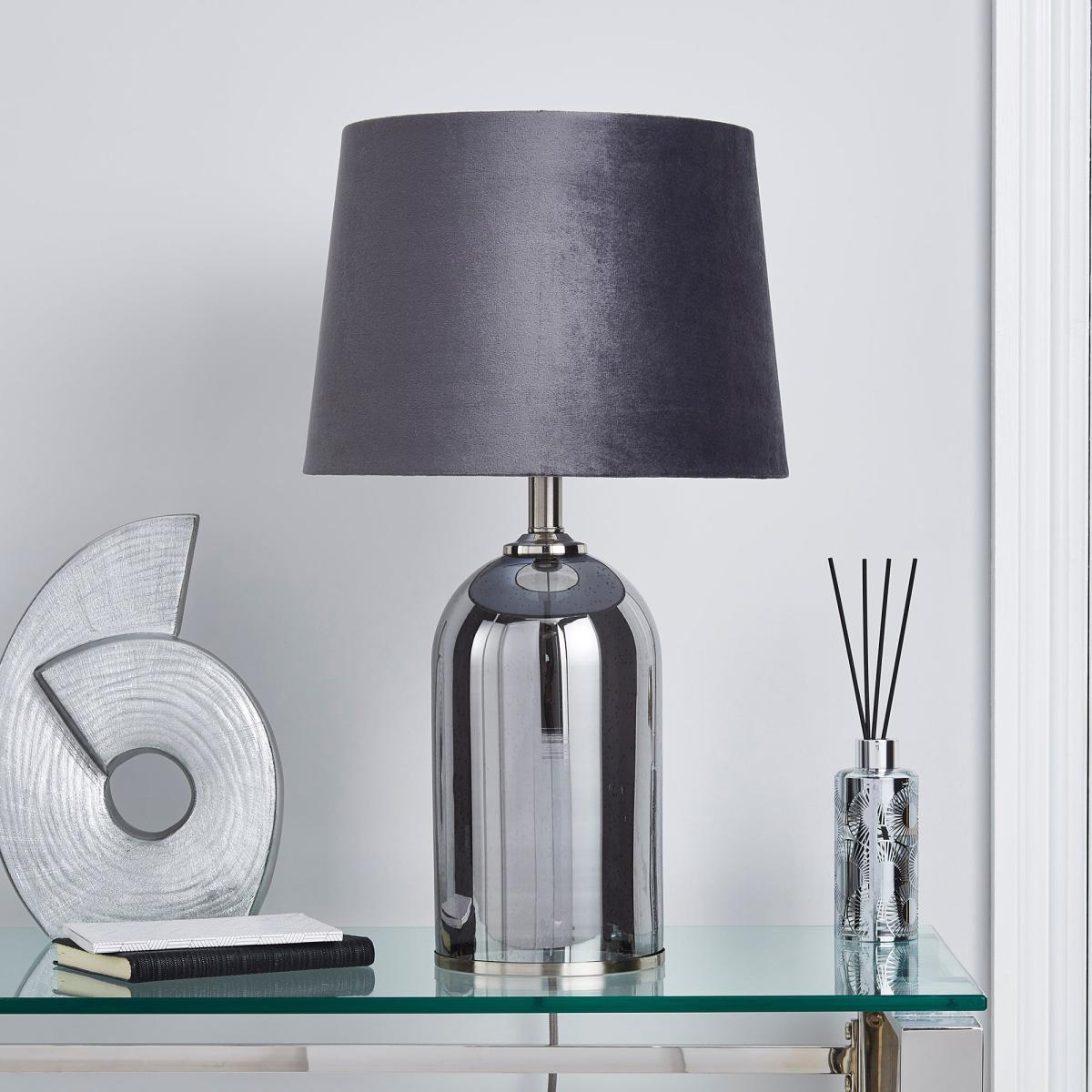 Lenny Smoked Glass Table Lamp Grey – image 2