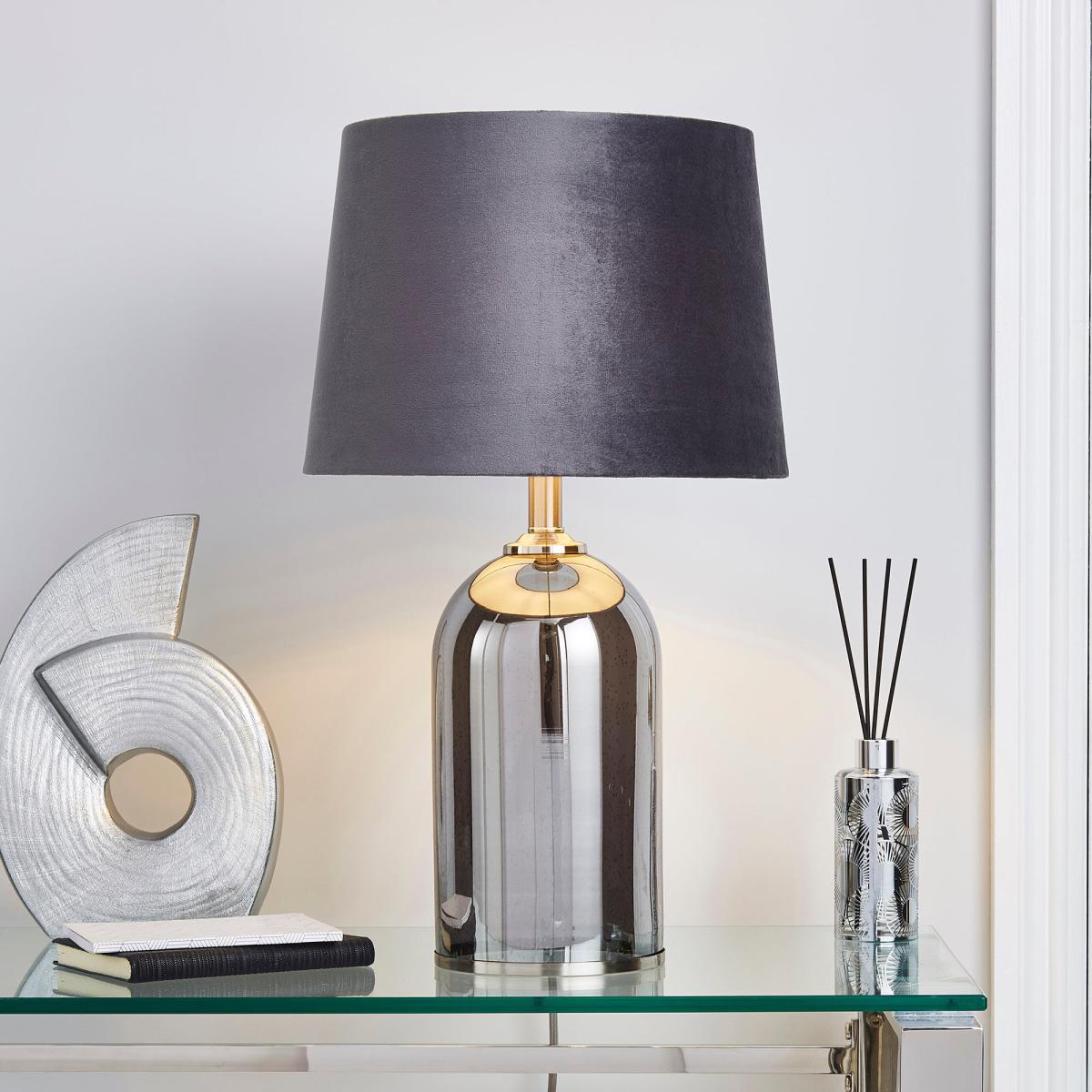 Lenny Smoked Glass Table Lamp Grey – image 1