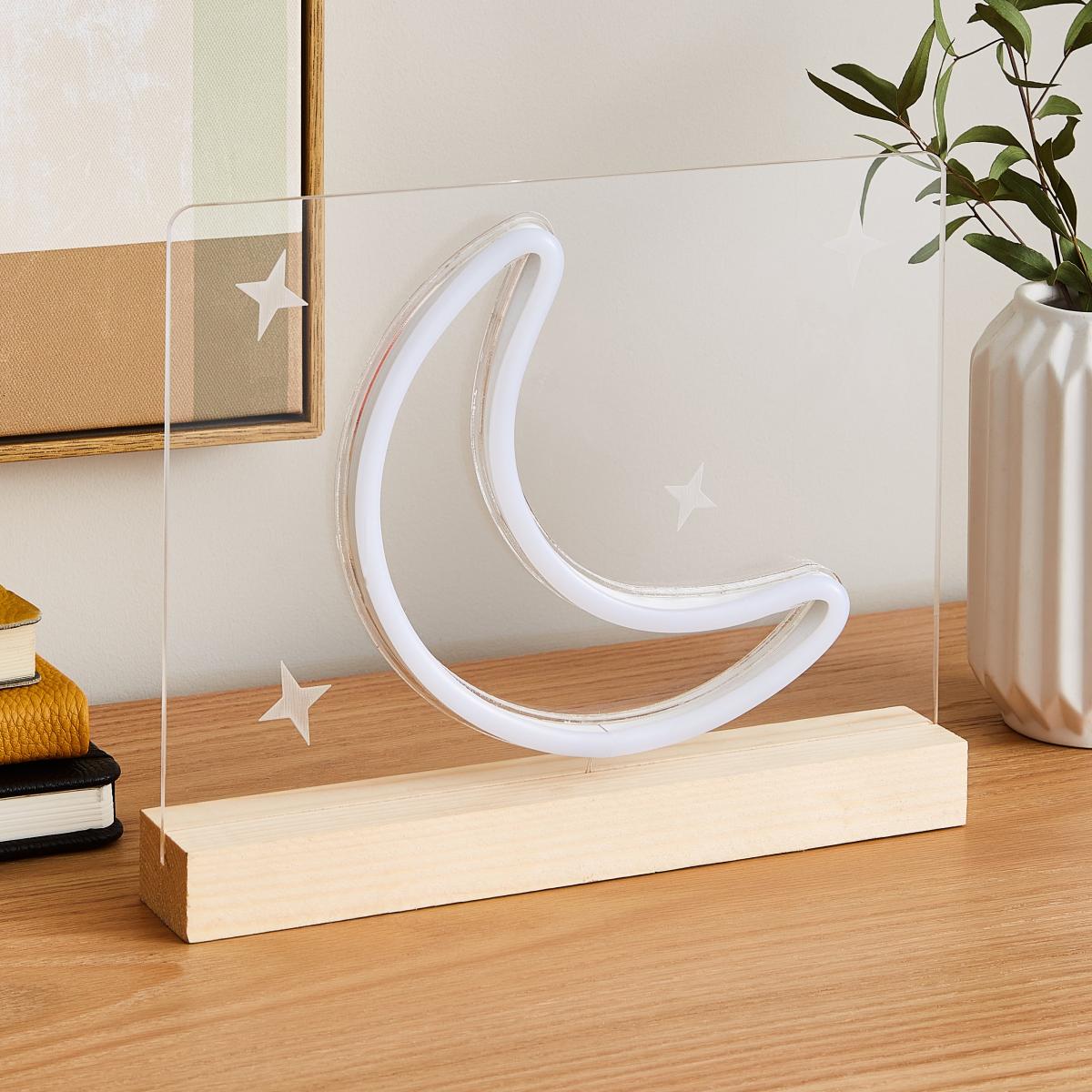 Moon and Stars Neon Table Light Clear – image 2