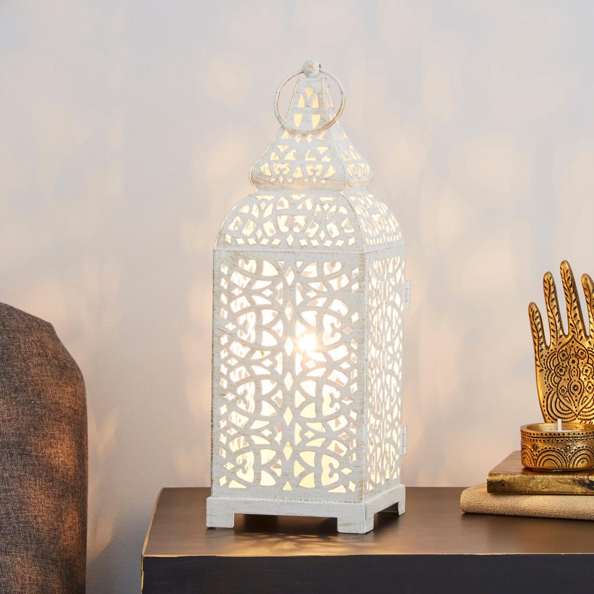 Moroccan Lantern Cream Table Lamp Cream – image 1