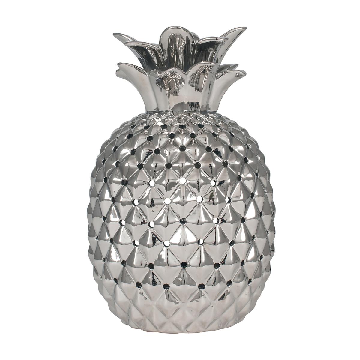 Pina Metallic Silver Ceramic Pineapple Table Lamp Silver – image 2