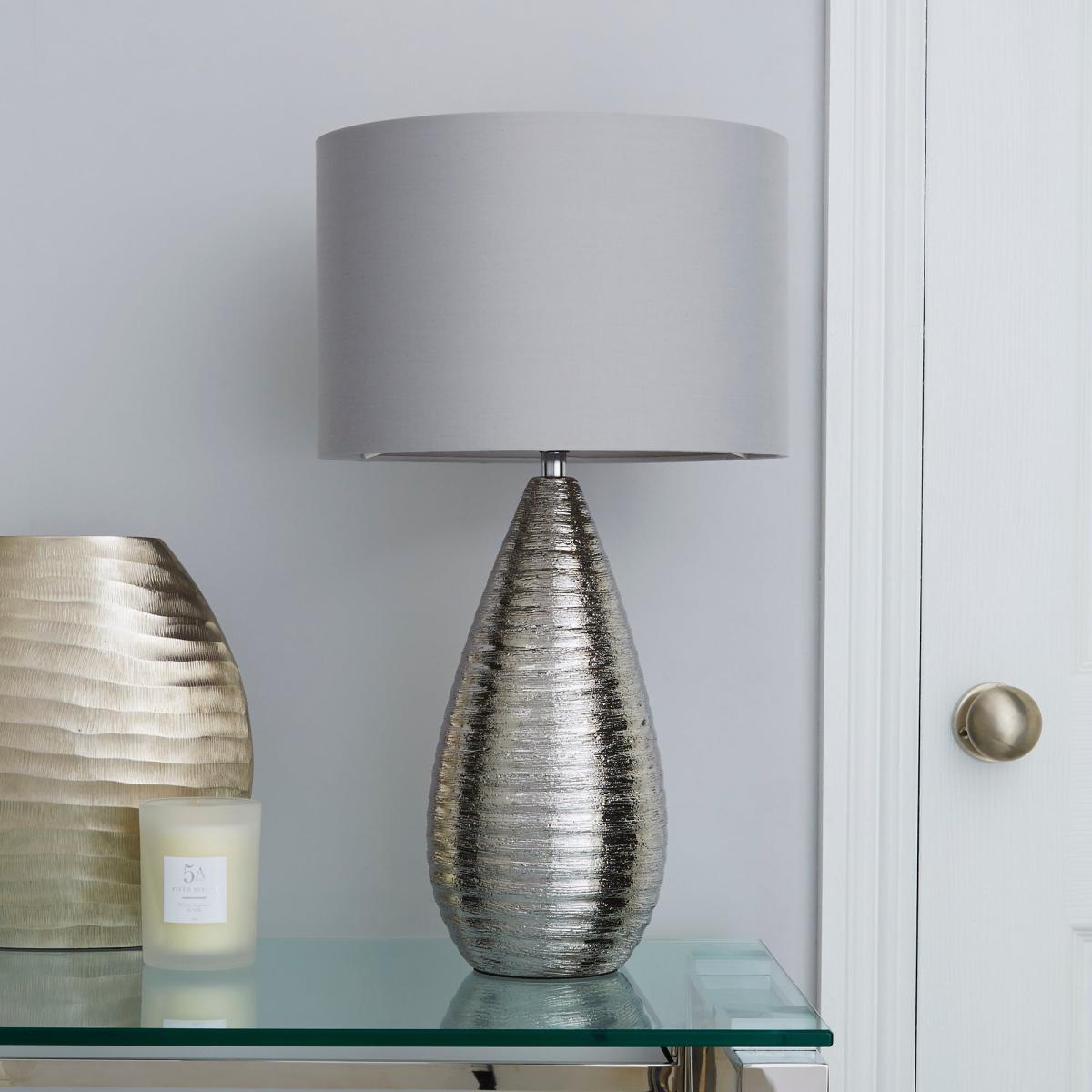 Costola Chrome Touch Dimmable Table Lamp Chrome, Light Grey – image 2