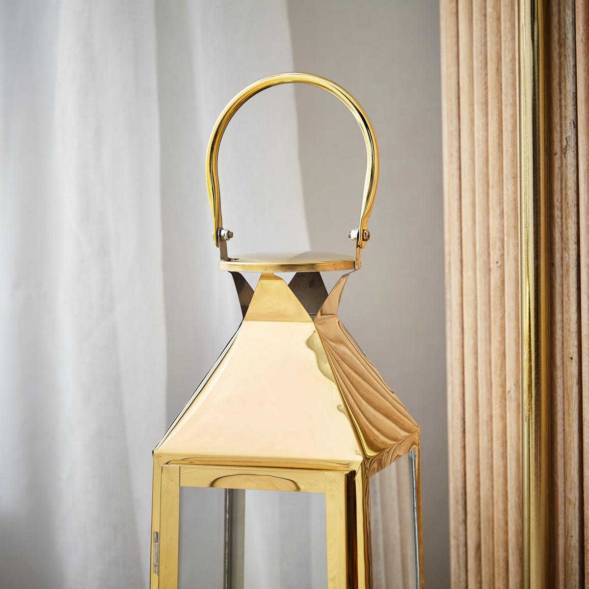 Metal Lantern 50cm Gold – image 2