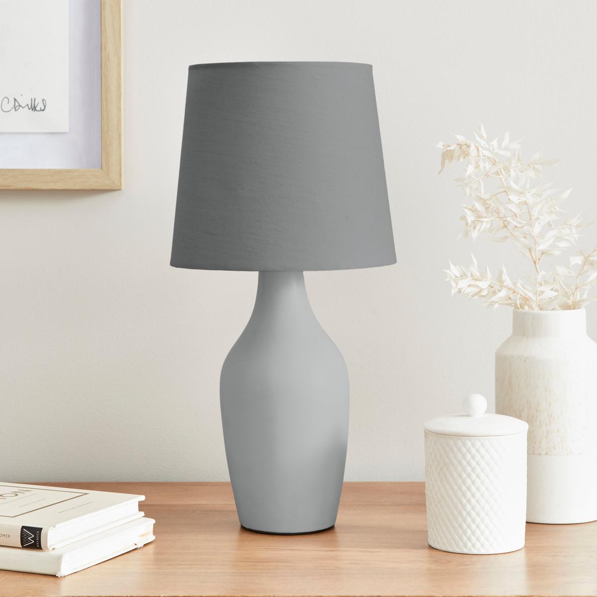 Ava Stoneware Table Lamp Silver – image 2
