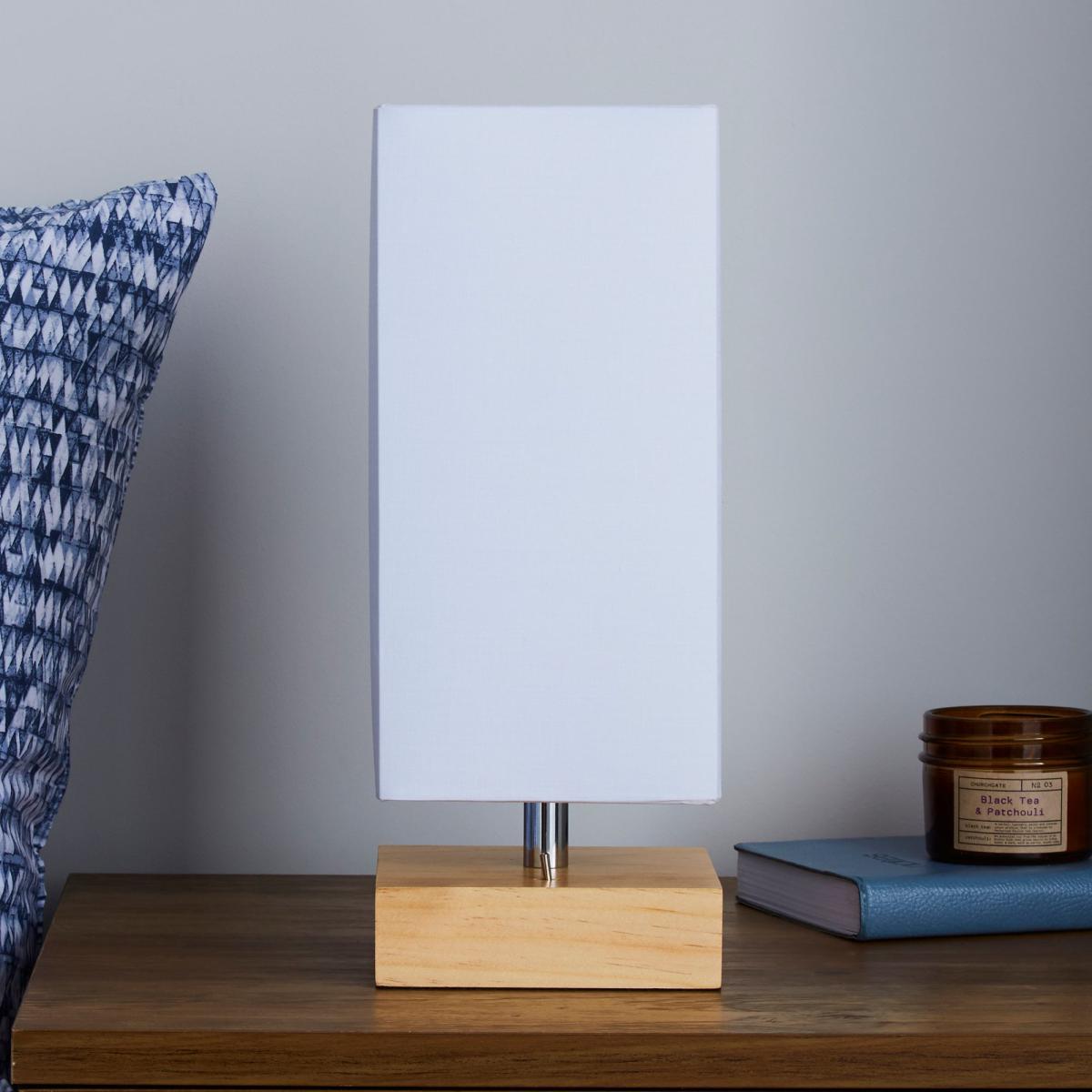 Hestra USB Port Light Wood Table Lamp White – image 2
