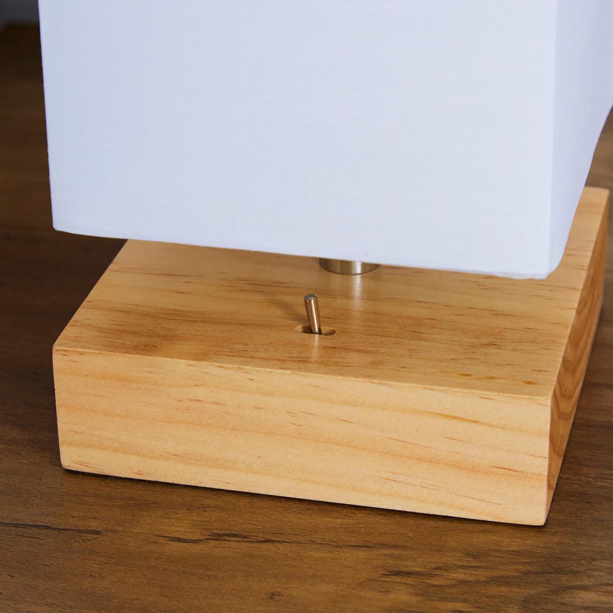 Hestra USB Port Light Wood Table Lamp White – image 3