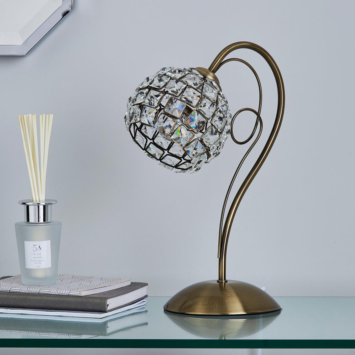 Bergen Crystal Antique Brass Table Lamp Antique Brass – image 2