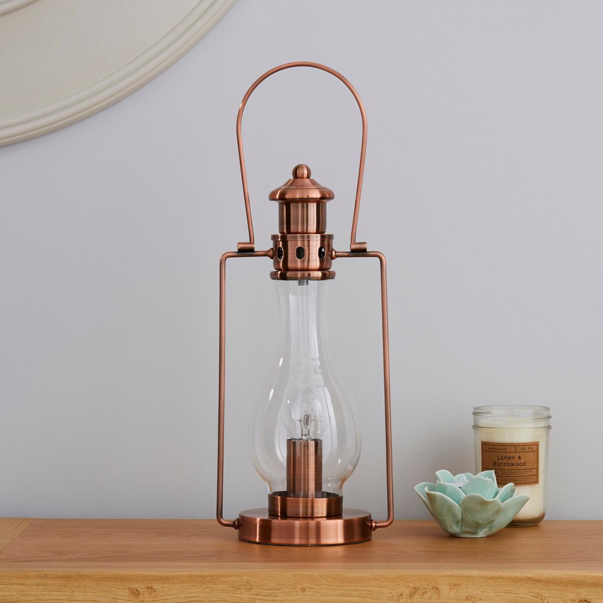 Horse Lantern Copper Table Lamp Copper – image 2