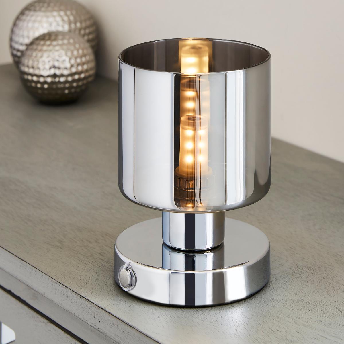 Erin Pad Rechargable 3 Stage Touch Table Lamp Grey – image 2