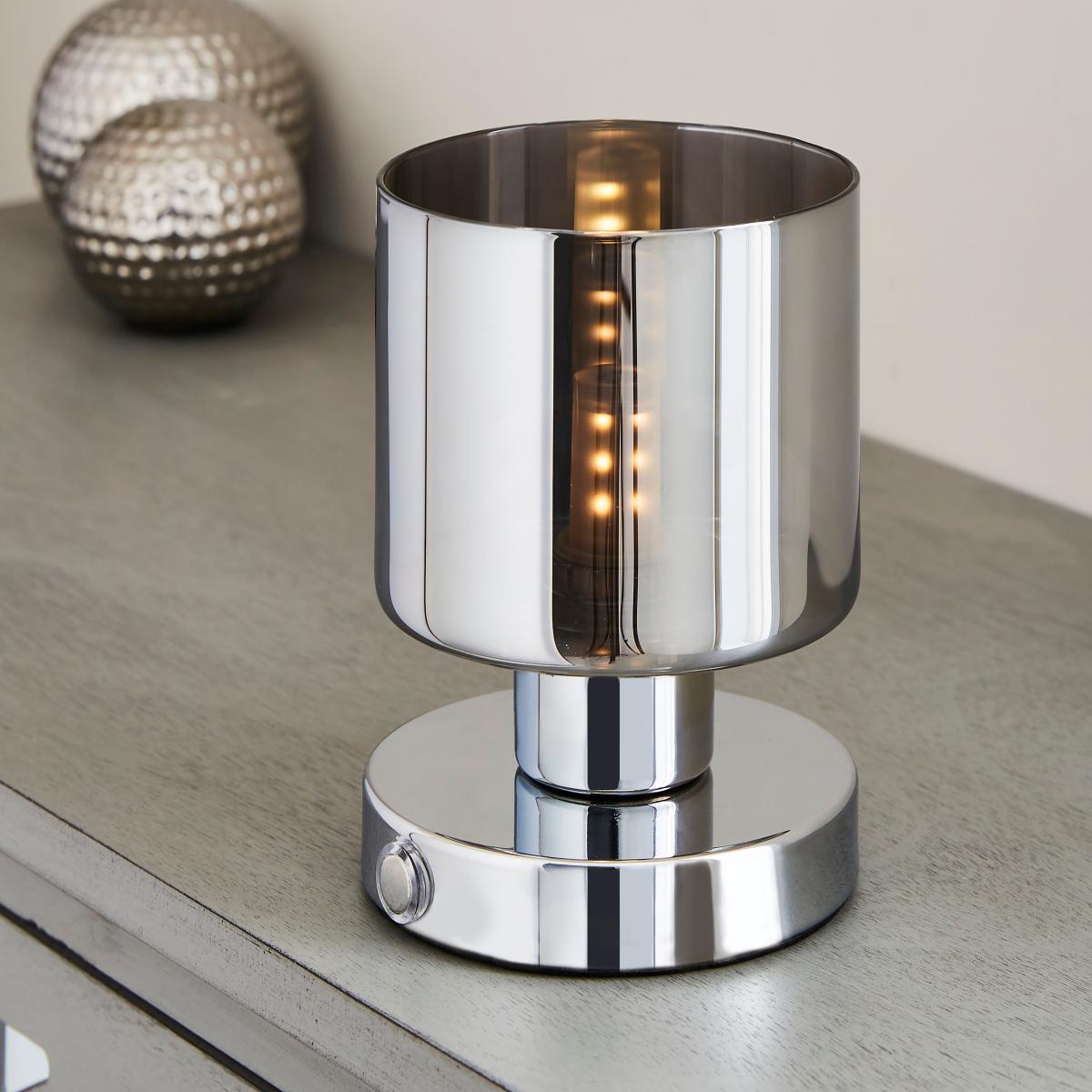 Erin Pad Rechargable 3 Stage Touch Table Lamp Grey – image 3